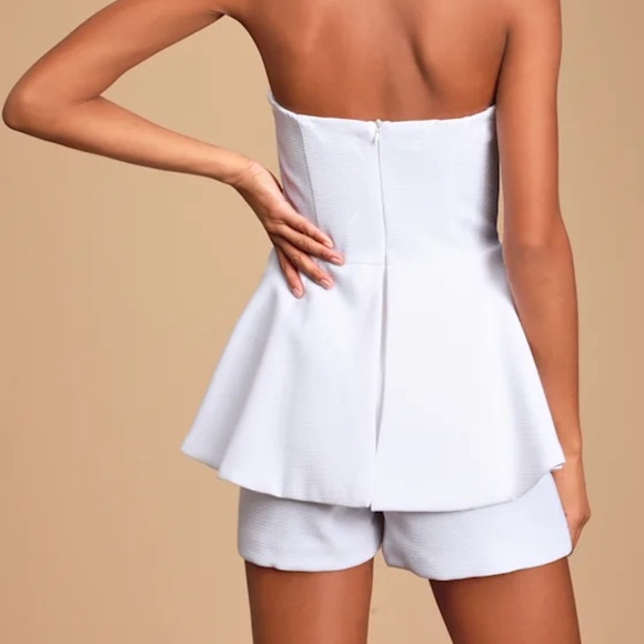 Lulu's White Strapless Peplum Romper - Picture 3 of 8